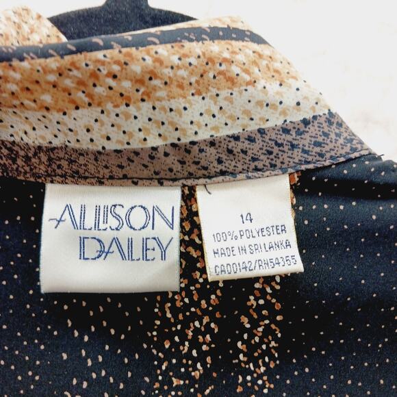 Blouse Size 14 Black Brown Beige Officewear Casual Professional Secretary Resort - Picture 16 of 16